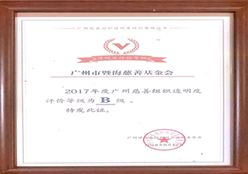 2017年度广州慈善组织透明度评级--B级